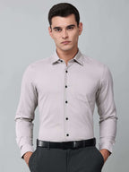 a model wearing a signature textured stretch formal dusk shirt