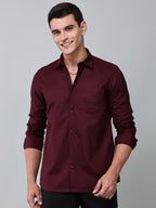 a model wearing a contour textured cherrywood shirt