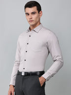 a model wearing a signature textured stretch formal dusk shirt