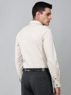 a model wearing a beige heritage linen luxe shirt