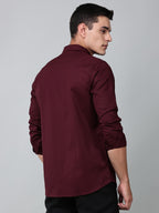 a model wearing a contour textured cherrywood shirt